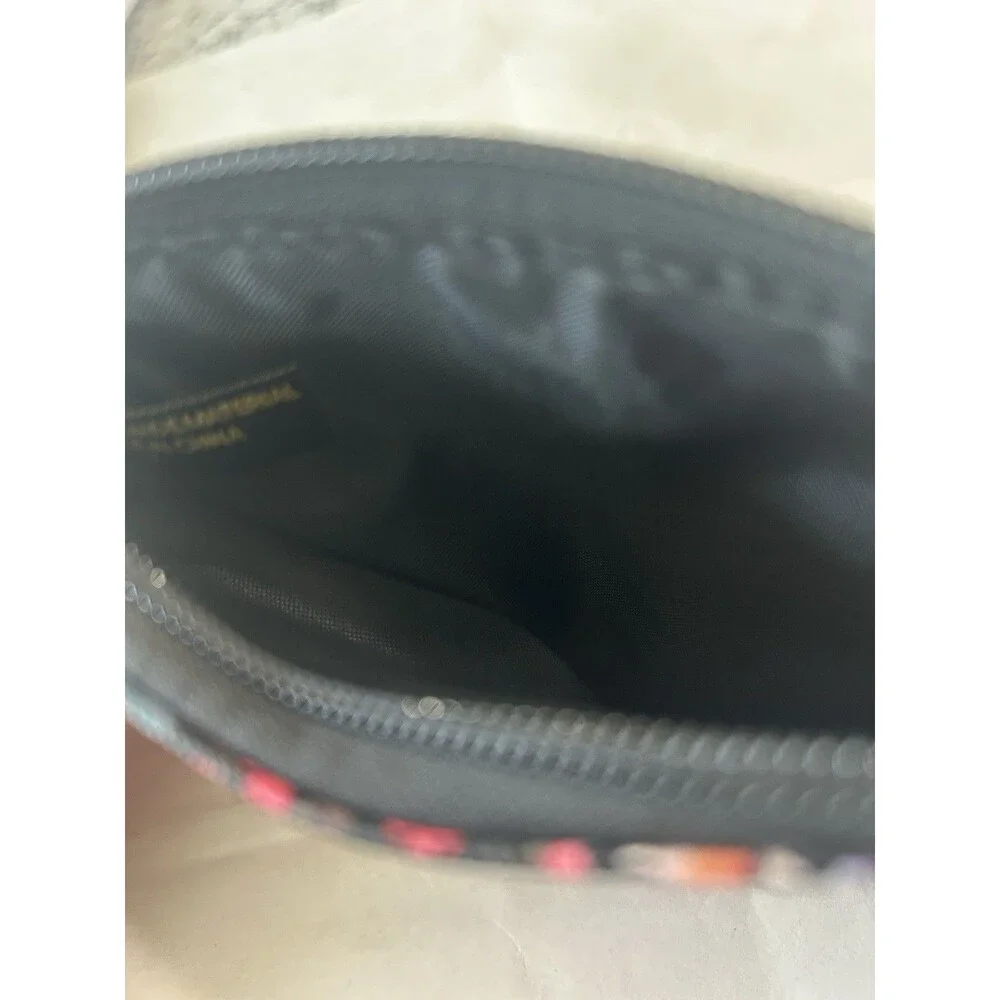 Black, Red and Pink Cosmetic Bag with Floral Design